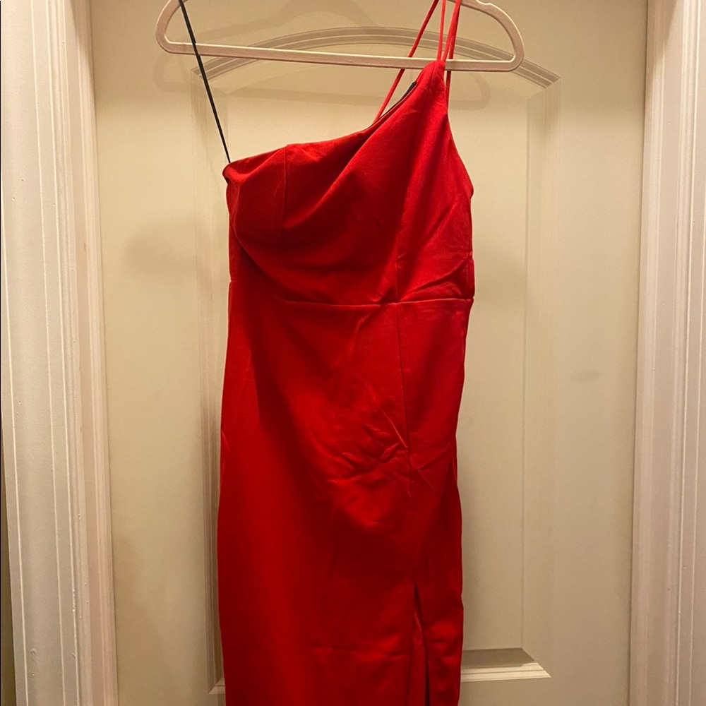 red midi dress